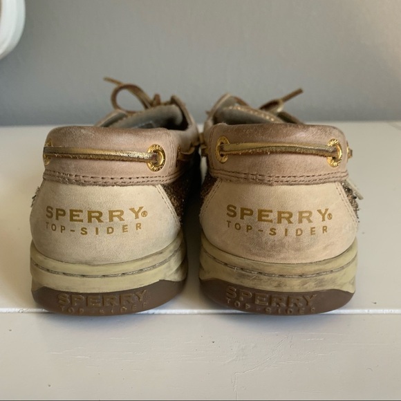Sperry Angelfish Linen Gold Glitter Slip On Shoe - Picture 5 of 8